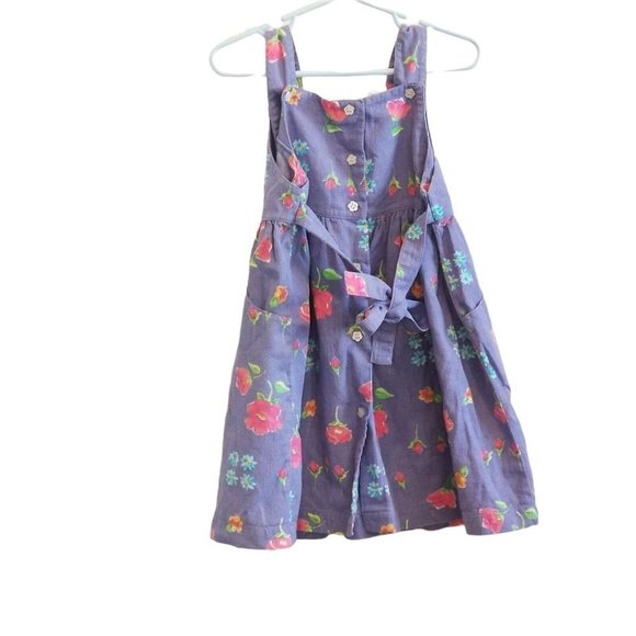 Vintage OshKosh Girls 4T Purple Floral Cotton India Buttons Ties Textured - Picture 2 of 6